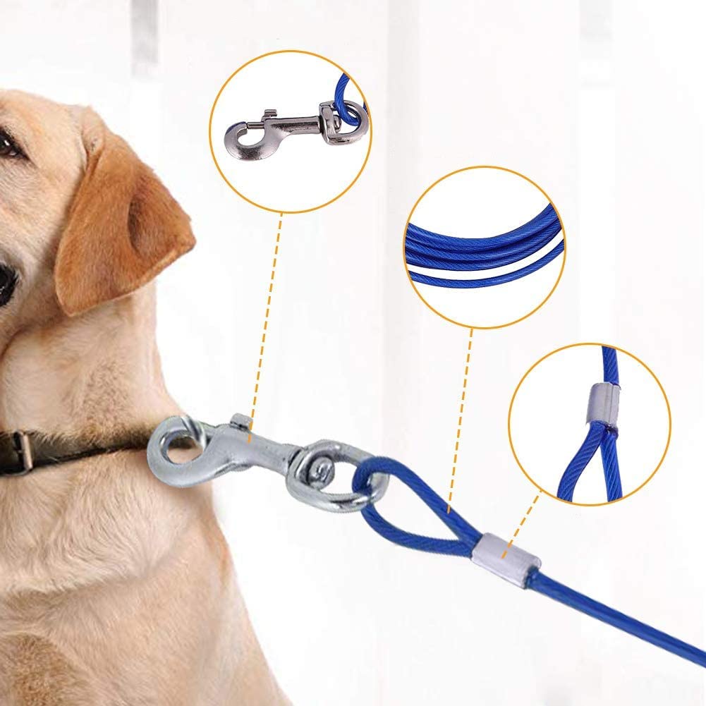 5m Guinzaglio per Cane，doppia testa Guinzaglio，per Esterno Come Cortile E Campeggio（blu）.