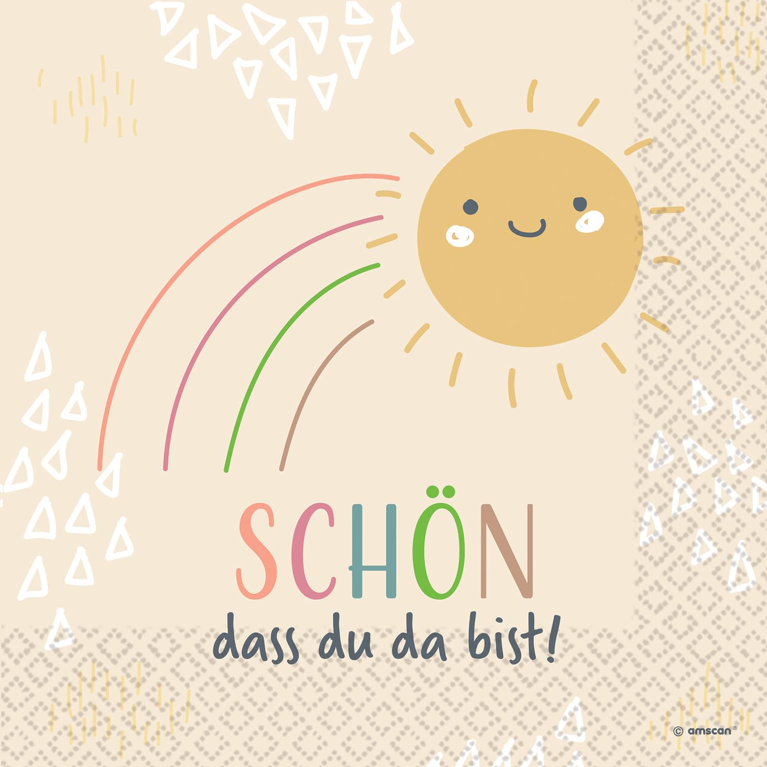 Riethmüller Serviettes Schön, DASS du da bist 33 cm x 33 cm, Pack of 16 - Large Paper Napkins with Saying for Birthday and Family Celebration - Table Decoration