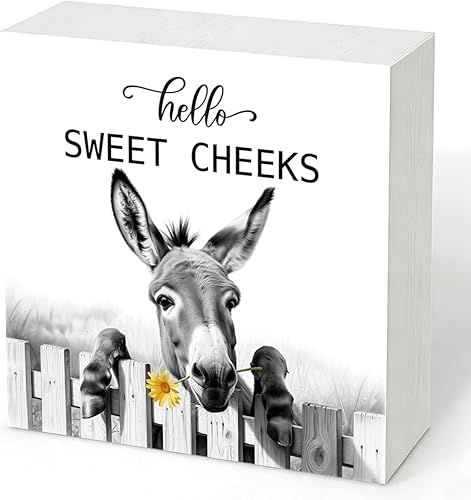 Letrero decorativo con texto en inglés «Hello Sweet Cheeks», divertida decoración de baño para el hogar, hogar, baño, estante de baño, decoración de