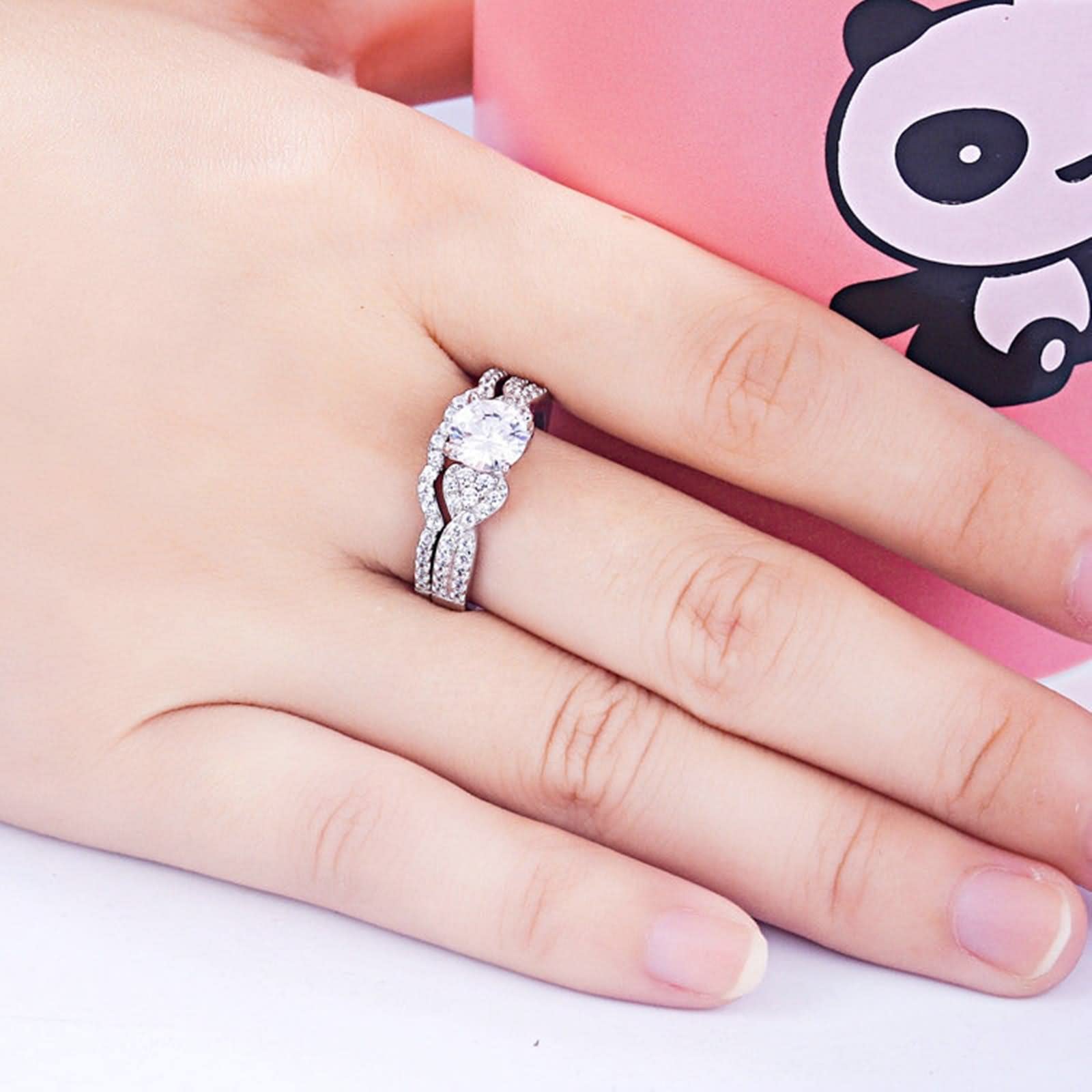 Damenringe aus Sterlingsilber, Entspannungsgeschenke für Frauen, kreuzgedrehtes Sterlingsilber mit Zirkonia