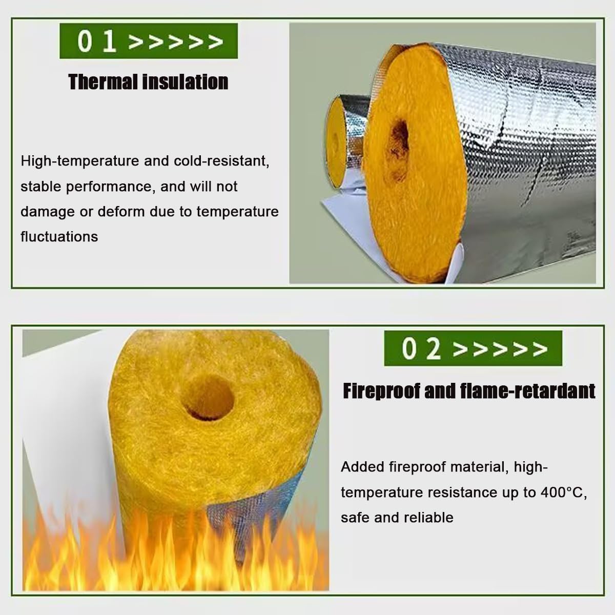 Tubo aislante de lana de roca de 1" a 273 mm (10-3/4") de diámetro interior, tubo aislante de lana de vidrio, for tuberías de agua en interiores y exteriores.(ID3"xT1.97")