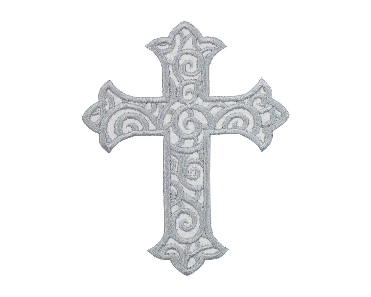 Amazon.com: Silver Cross Patch in your choice of sew on or iron on