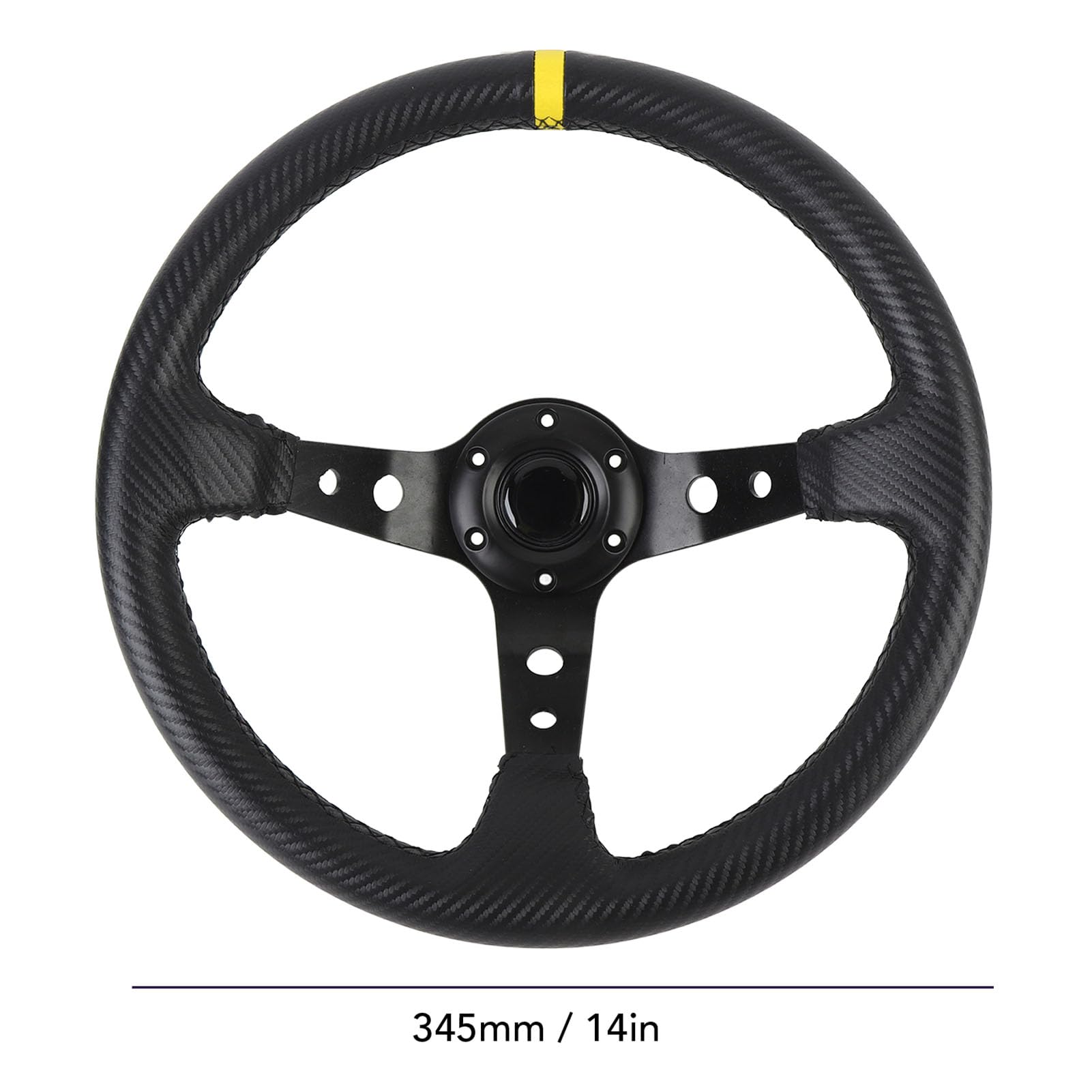 Greensen 14In Volante Per Drifting, Volante Auto Universale In Pelle Pu Con Telaio In Alluminio E Viti Di Montaggio, Adattatore A 6 Fori (Giallo)
