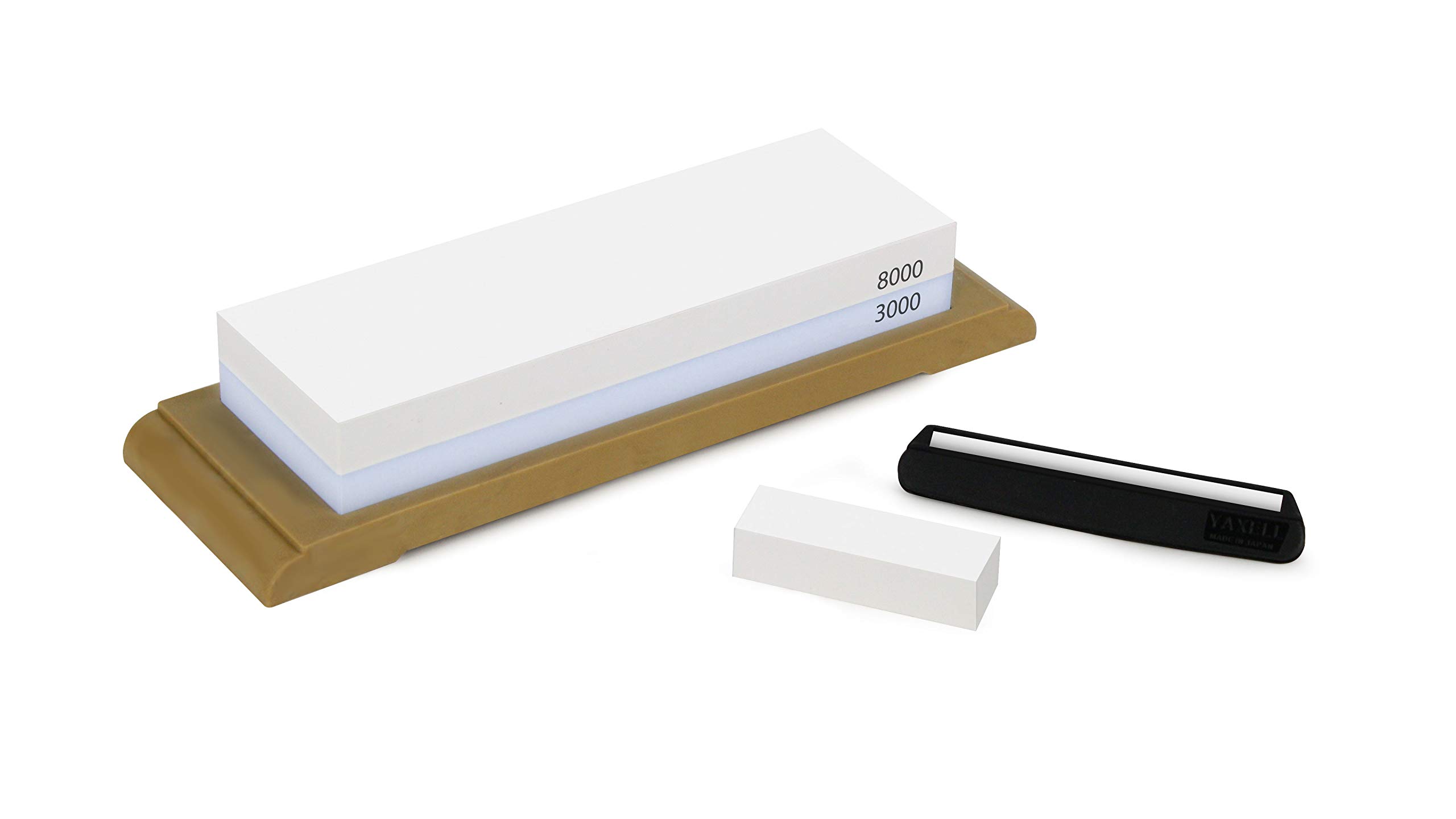 YaxellCombination Water Sharpening Stone - Made in Japan with Base & Leveling Stone (3000/8000 grit)