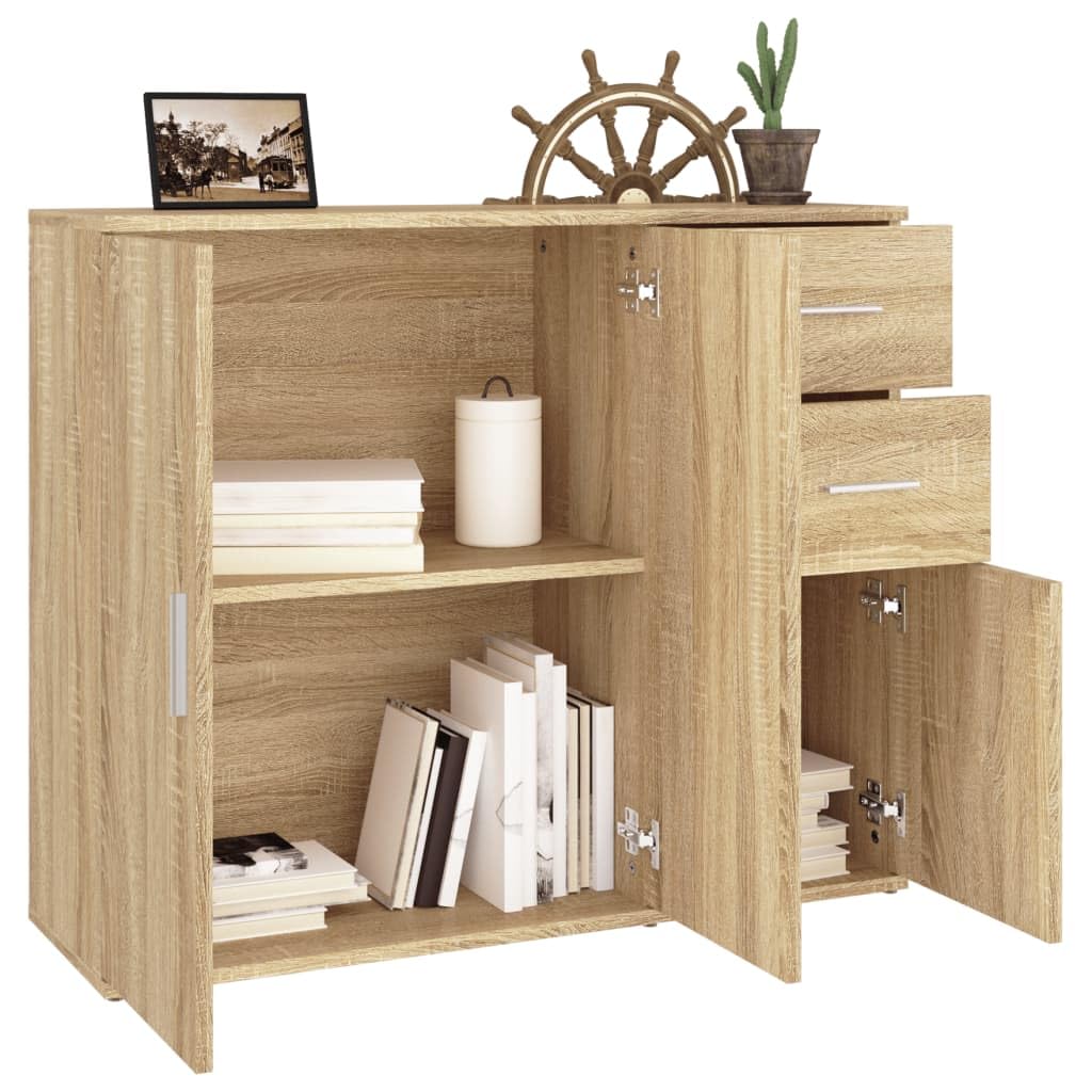 HOCSOK Credenza Armadio da Cucina Bianca con 2 Porte e 3 Vani Portaoggetti, Mobiletto a