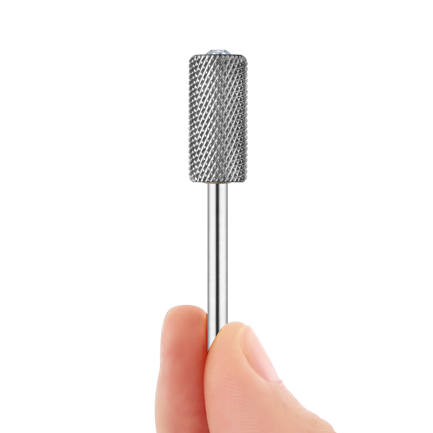 JCMaster Broca Cilíndrica de Carburo de Tungsteno Profesional Para Manicura Pedicura y Callosidades – Fresa Prémium Para Torno de Uñas - Decorado con Cristal - M