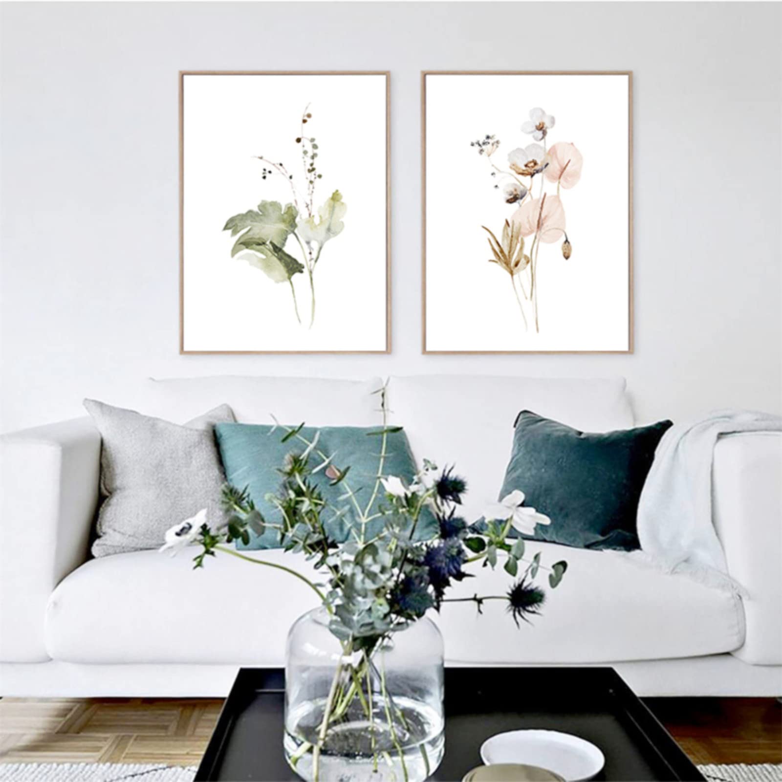 Lot De 2 Posters Muraux Fleurs Noir Et Blanc Sarah Duke - 40x50cm Sans Cadre - Décoration Moderne