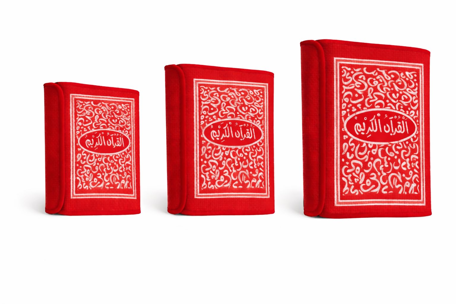 Handmade Quran Cover Case with Velcro Fastening – Islamic Book Sleeve with Pen Holder & Notes Pocket, Available in Black, Blue, Red, Green & Pink, Fits up to 27cm (Red, Medium (Max 22.5cm), 0)