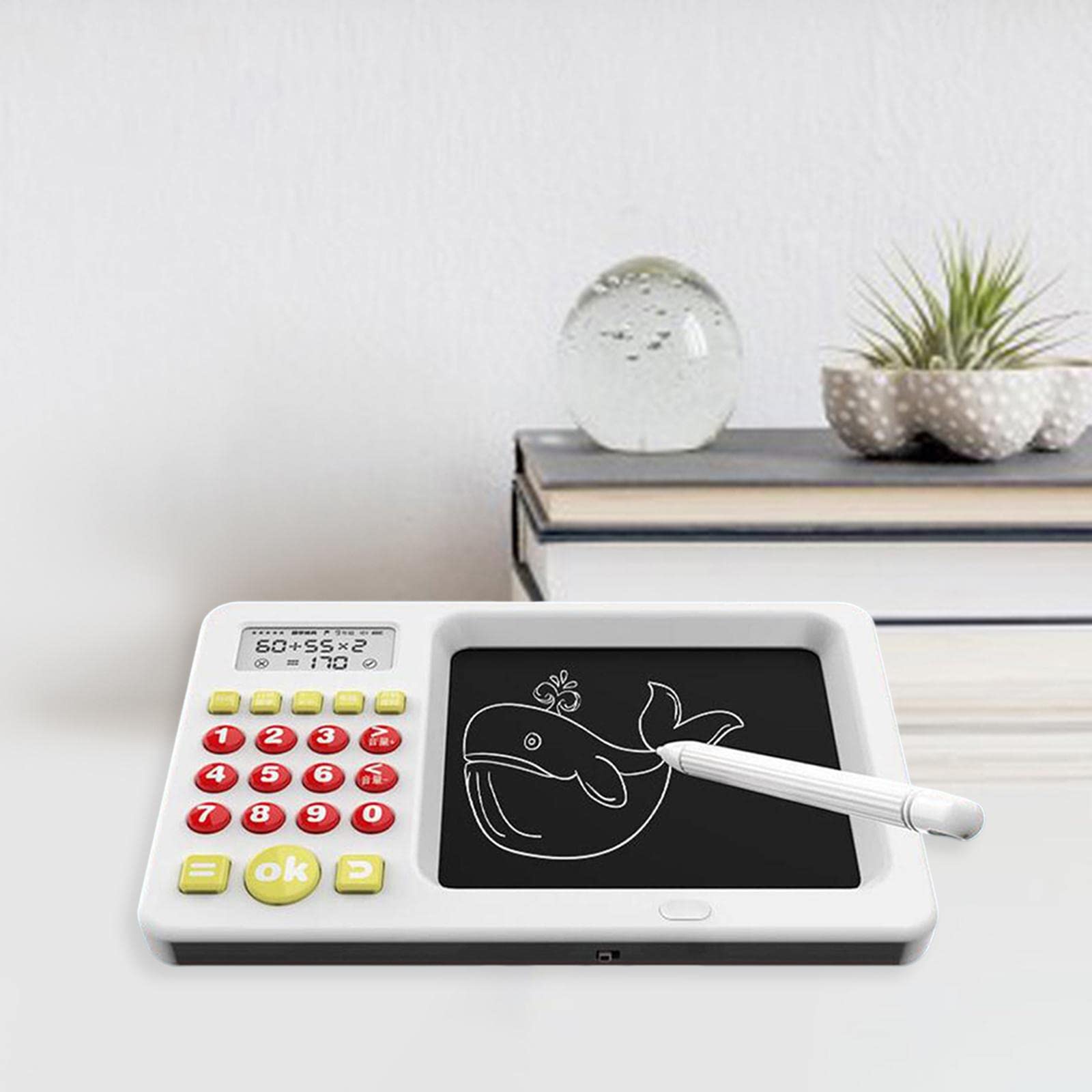Tavoletta di Scrittura 2 in 1 Calcolatrice a Bocca Gioco di Matematica Educativo per Bambini Allenamento per Bambini Macchina di Apprendime, Bianco