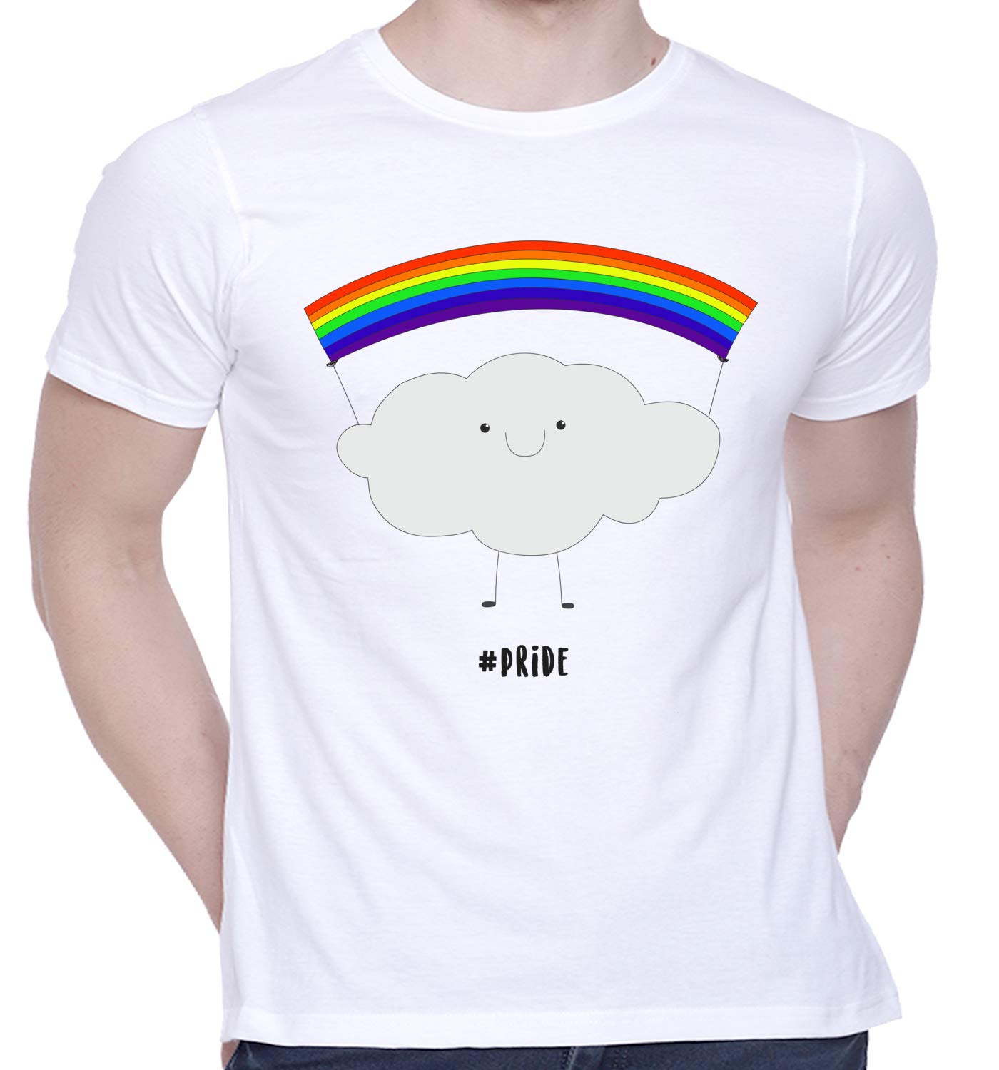 CreativiTGraphic Printed T-Shirt for Unisex Pride Cloud Tshirt | Casual Half Sleeve Round Neck T-Shirt | 100% Cotton | D00075-22