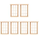 Angoily 1: 12 Scale Dollhouse Windows, 6 PCS Simulated Twelve Lattice Miniature Wooden Windows Frame Miniature Windows Photograph Props, Dollhouse Miniatures 1:12 Scale