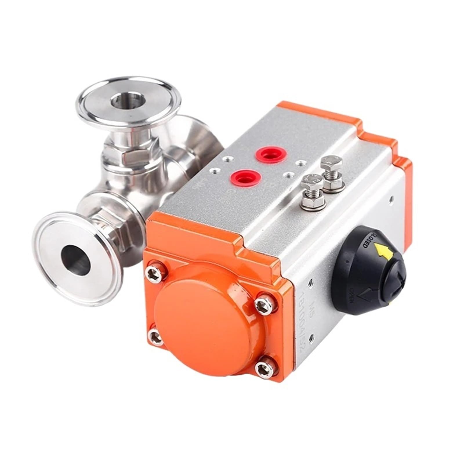 Vanne pneumatique sanitaire 3 voies en acier inoxydable 304 type virole à triple serrage