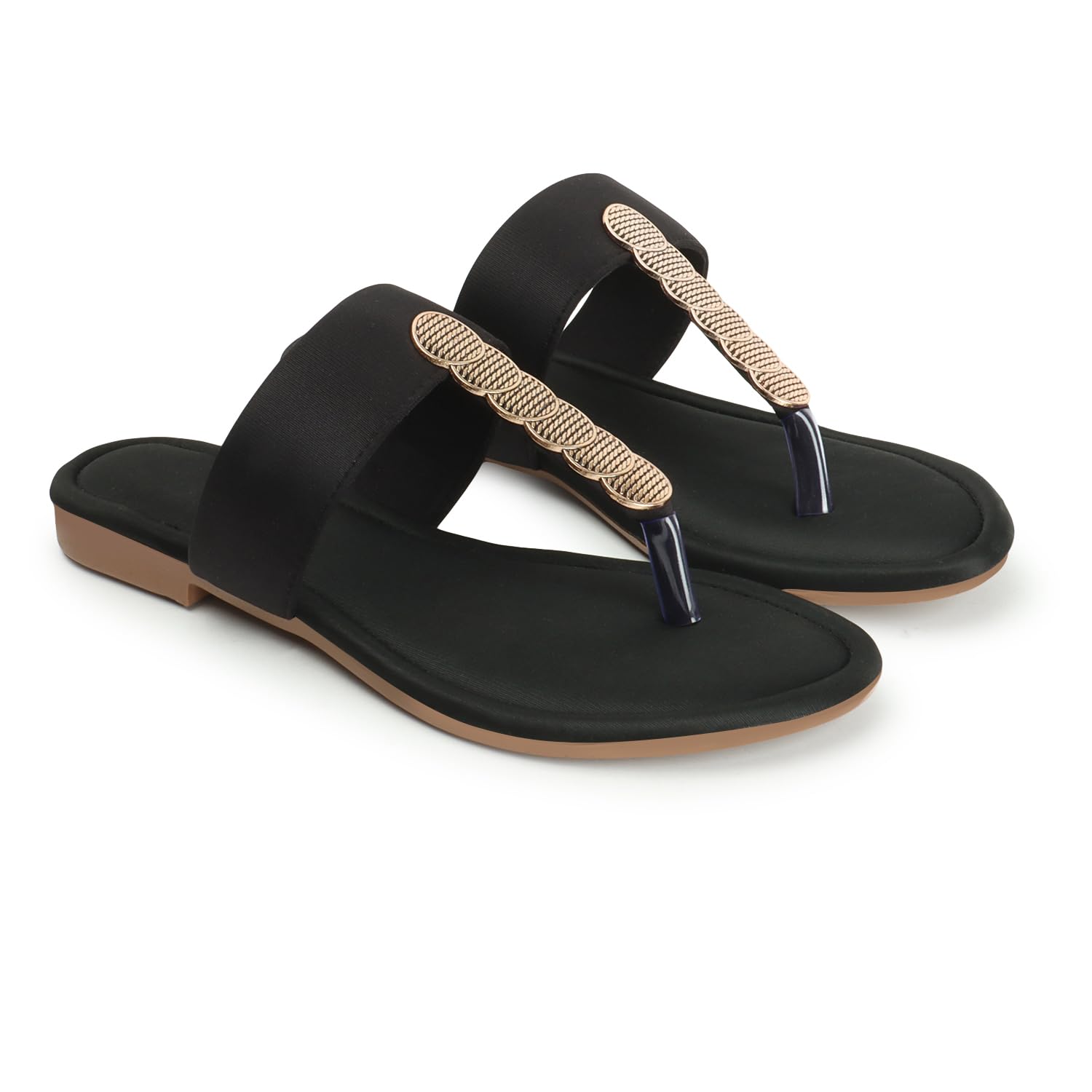KKF Slip-On Stylish Coin Fixed Flat Sandal Fancy & Trendy Slippers Chappal for Women | Sizes 3-8-image-27