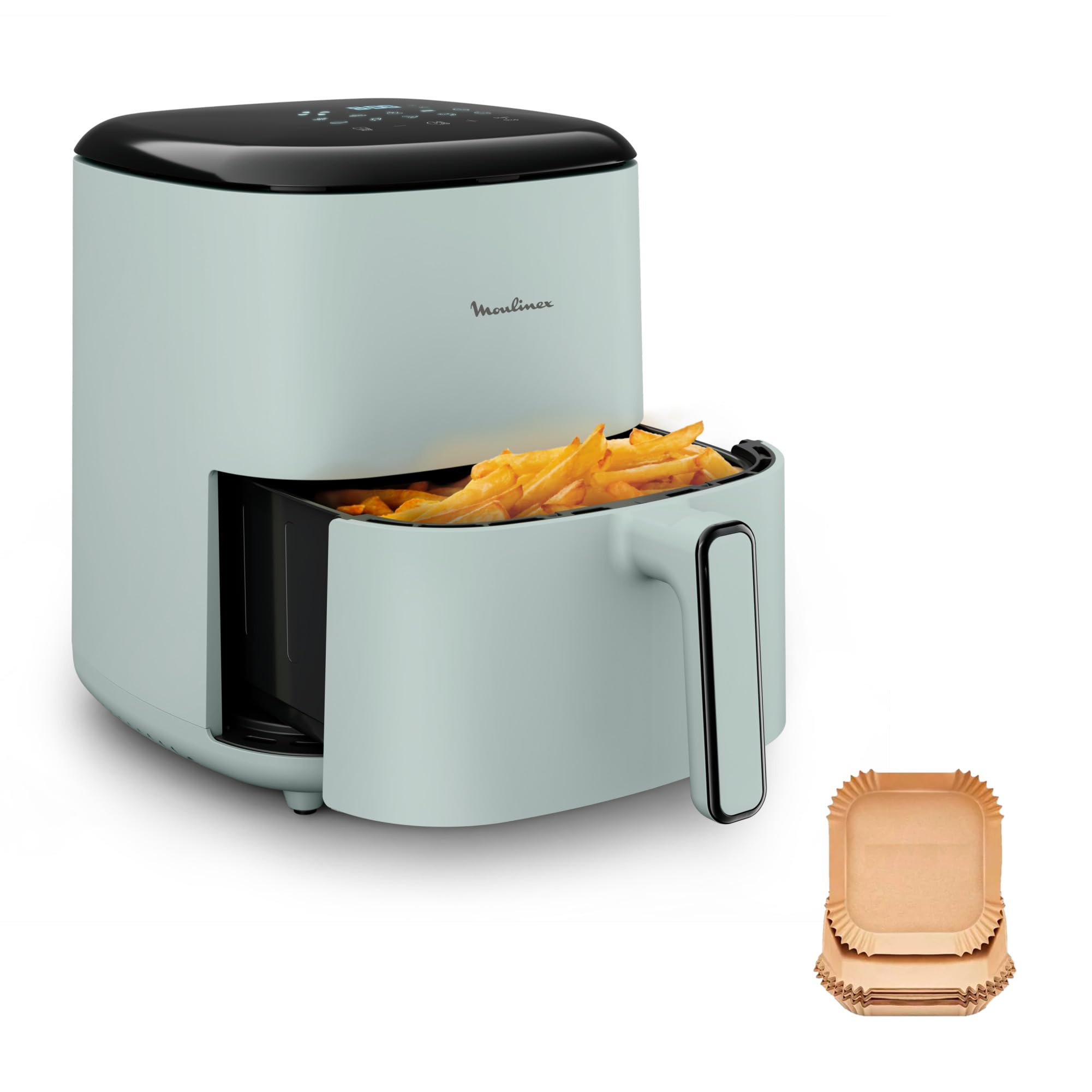 Moulinex Easy Fry POP EUCALYPTUS 5L, air fryer, Jusqu'à 6 personnes, 10 Programmes intuitifs, Ecran tactile digital, Gain de temps et d'énergie, EZ2454F0