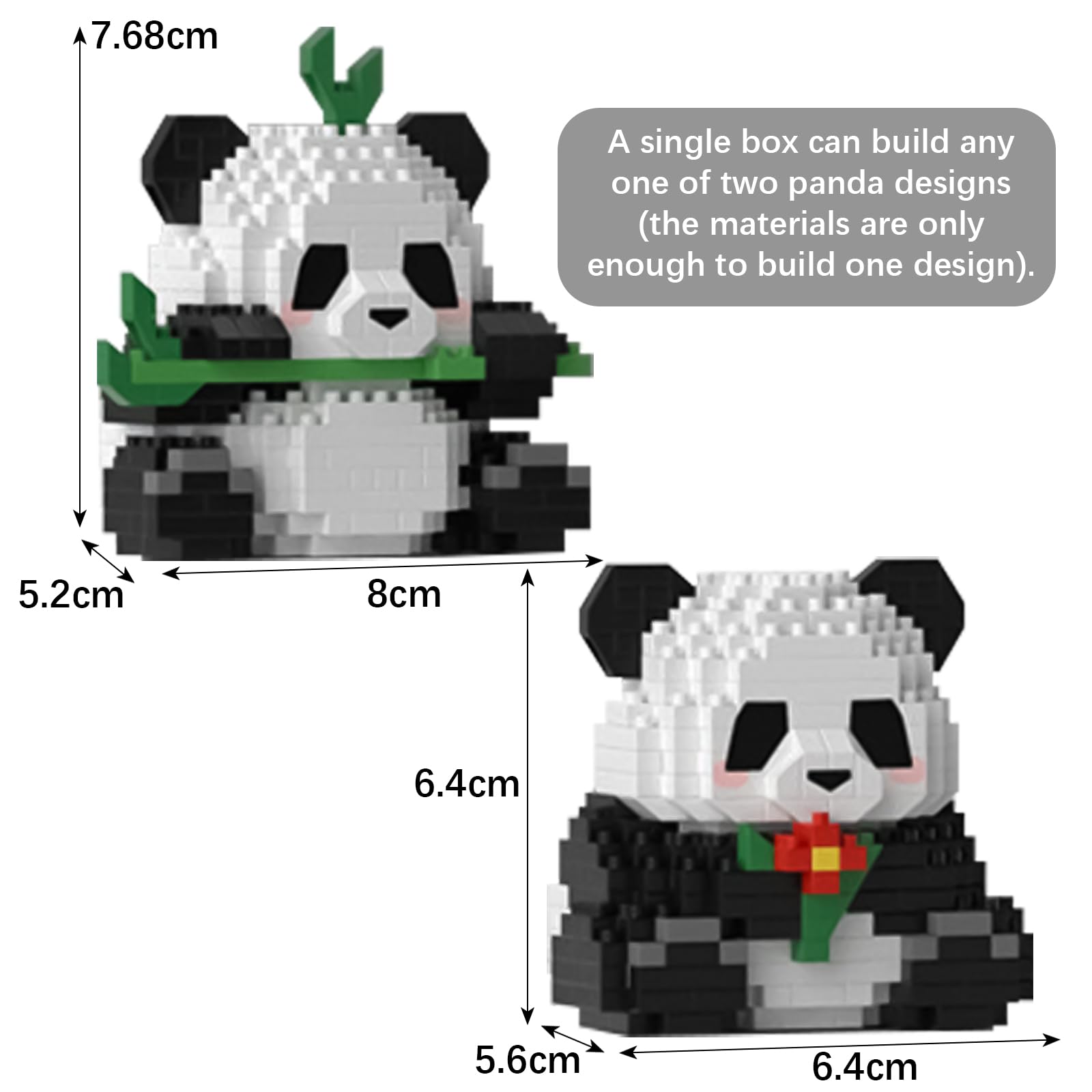 CHUNLINLAODA Panda Mini Building Blocks Set, 2 in 1 Set di mattoncini da costruzione con panda, Mini Giocattoli Di Panda, Animals Micro Building Blocks Vestito per Adulti Bambini (A
