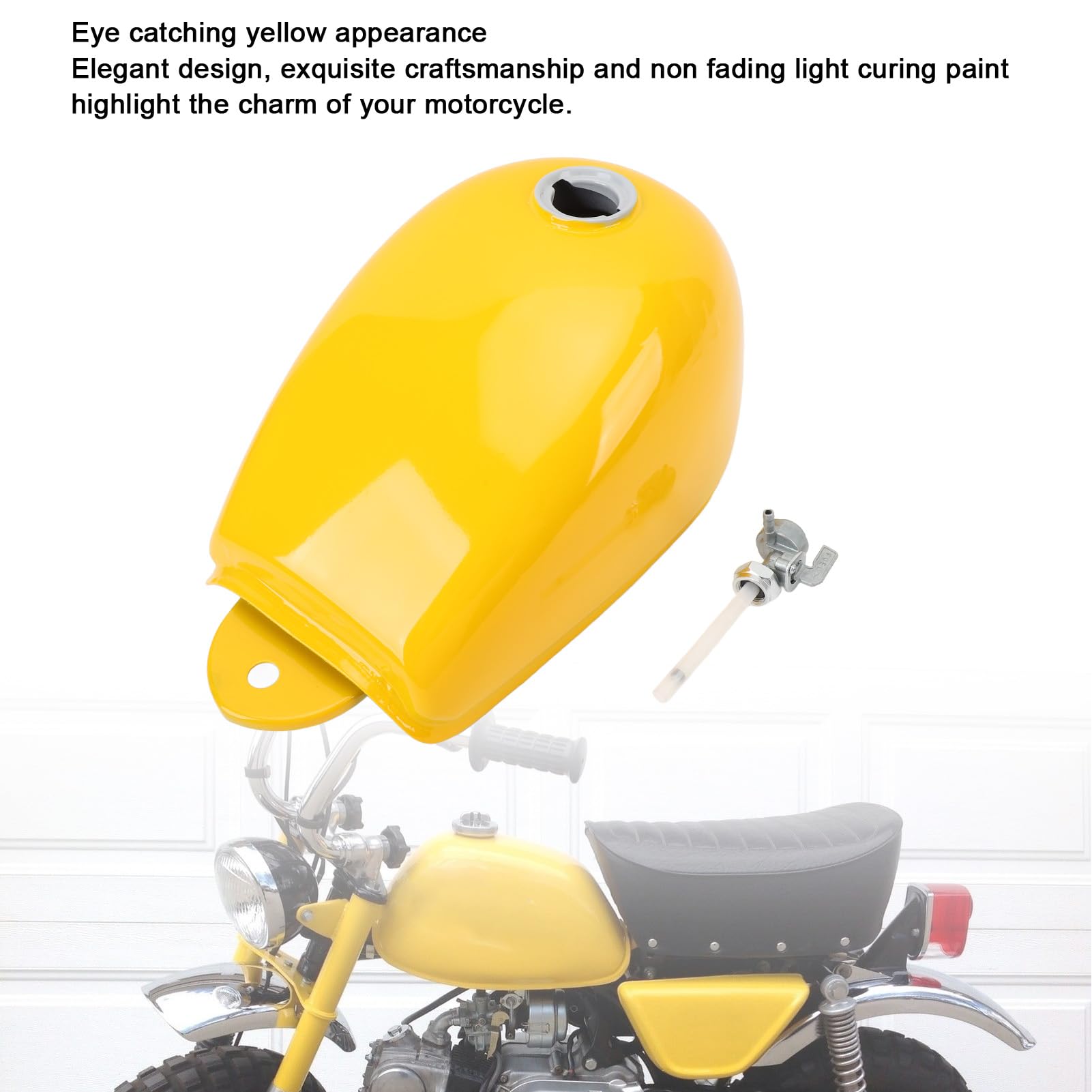 Amazon | オートバイ燃料タンク鉄構造黄色ガソリンタンク燃料バルブ