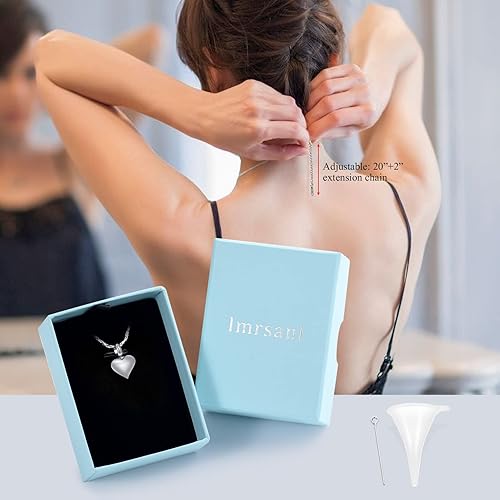 Miniatura 7 de Imrsanl Collar de urna de corazón pequeño para cenizas, joyería de cremación para mujer, colgante de acero inoxidable, soporte conmemorativo para