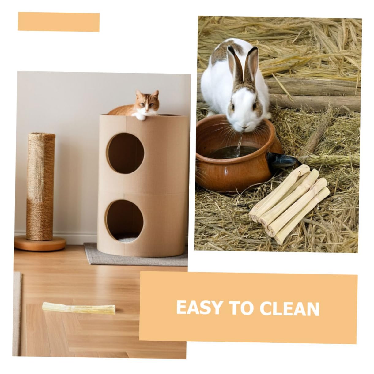 TOYANDONA Varillas de Bambú para Roedores Juguetes Naturales para Morder Conejos Chinchillas Hámsteres y Pequeñas Mascotas Snacks Artesanales para Cuidado Dental