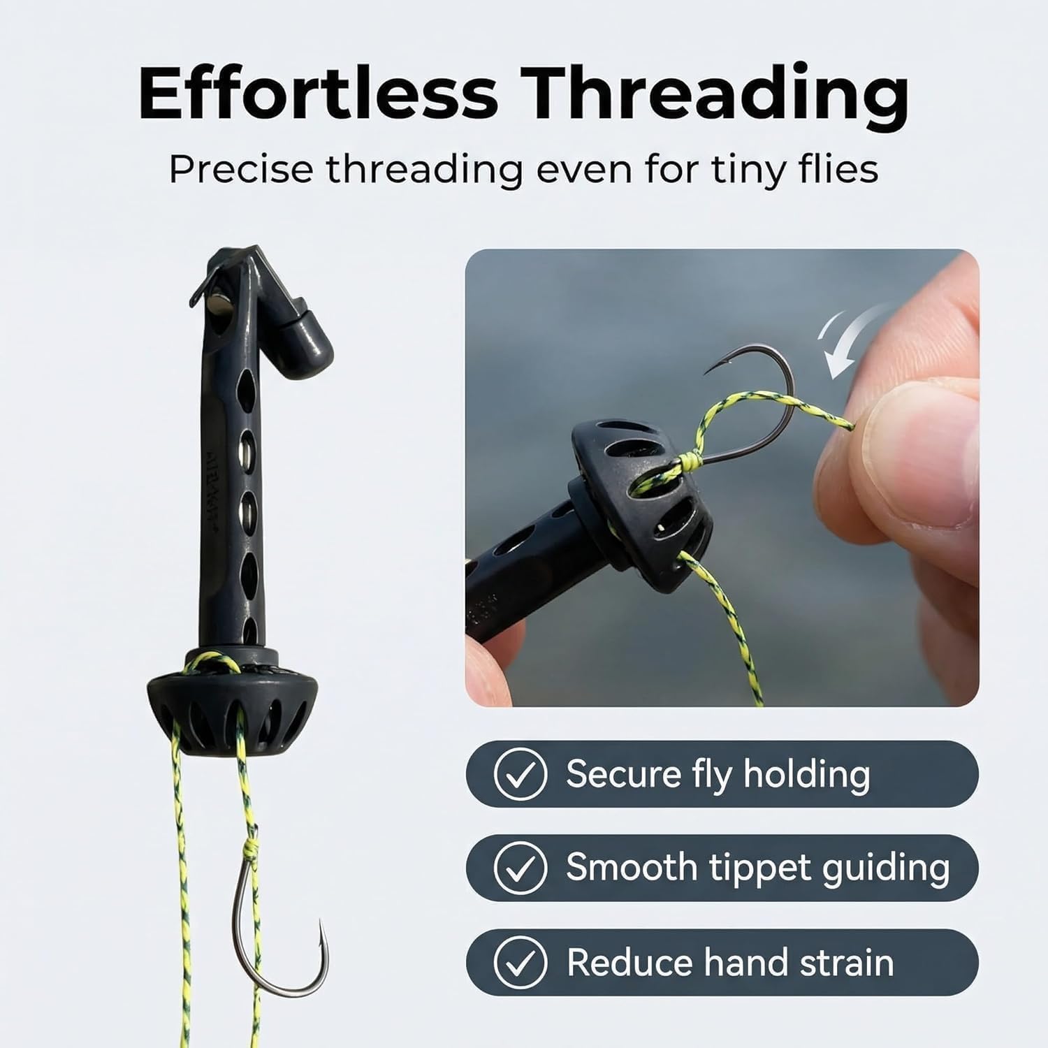 2PC Fly Fishing Magnetic Fly Threader, Magnetic Fly Threader, Fly Roost 2.0 Magnetic Rigging Tool, Universal Knot Helper Knot Assist for Threading Hooks, Works with Most Hooks, tippets, Fly Styles — view 4