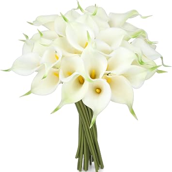24 Pcs White Calla Lily Artificial Flowers Wedding Bouquets