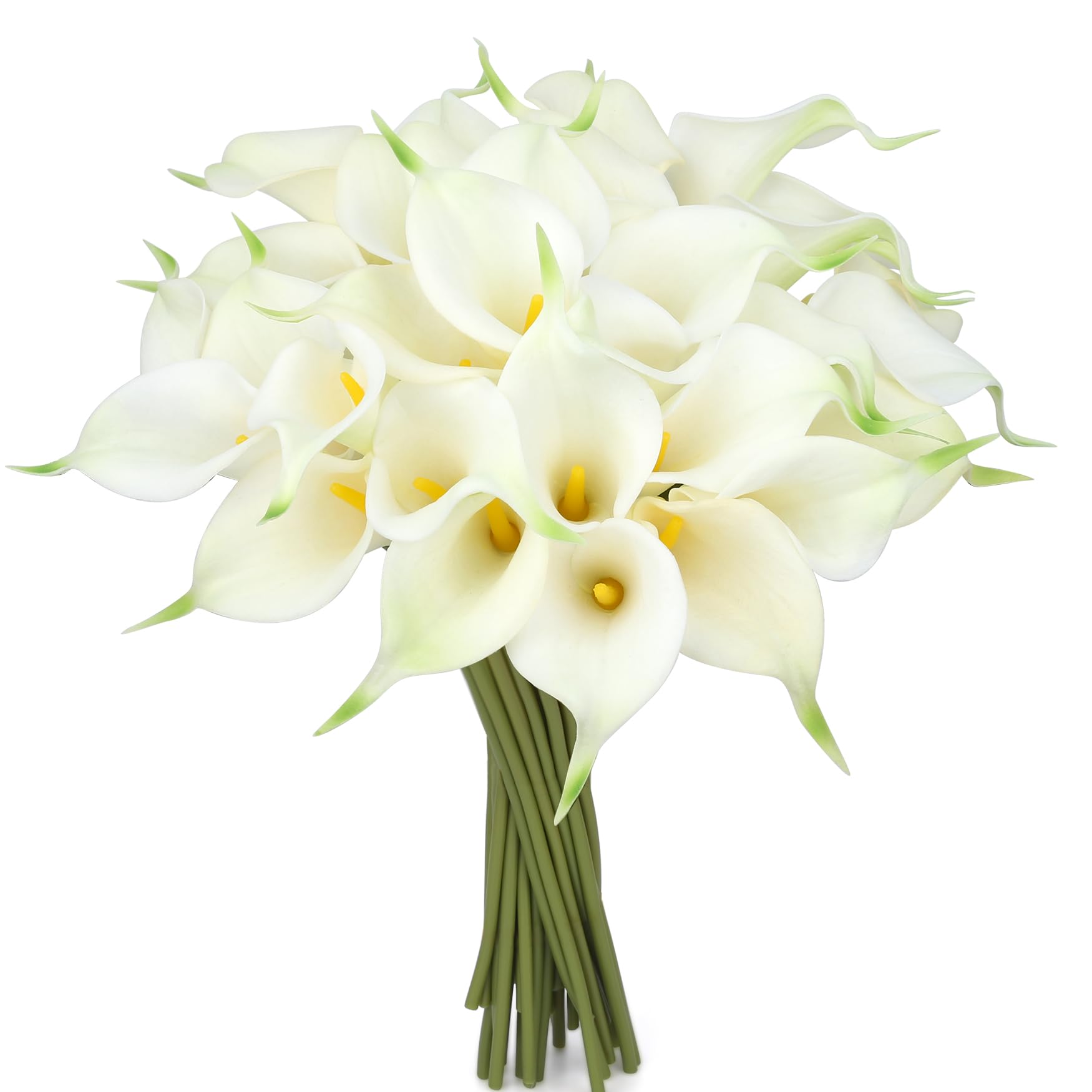 24 Pcs White Artificial Flowers Fake White Calla Lily Silk Flower Real Touch for Wedding Office Home Kitchen Decor