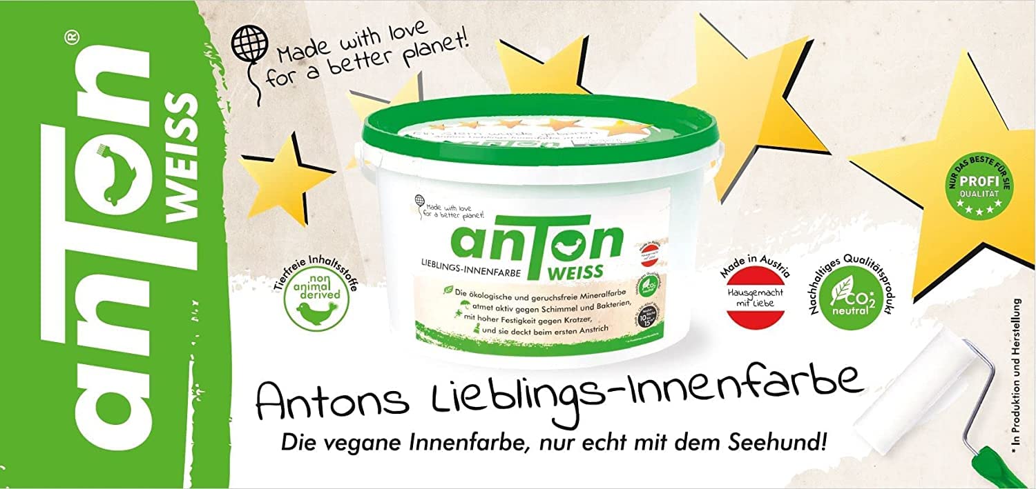 Anton Weiss® Mineral Wandfarbe der Spitzenqualität weiss (10 Liters)