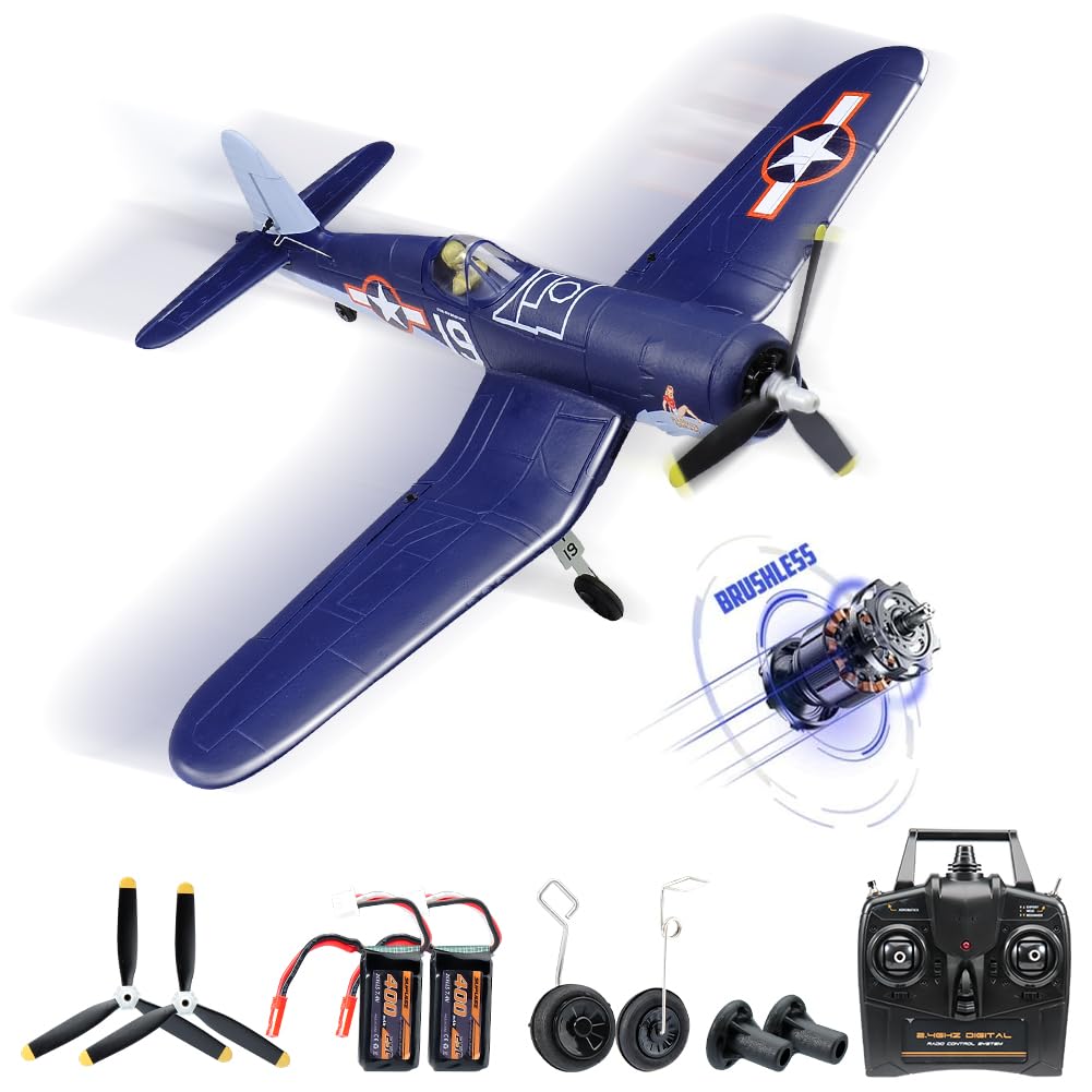 Brushless RC Plane Upgrade 500mm F4U Corsair Stunt RC Airplane RTF with Gyro Stabilization Remote Control Airplane 2.4GHz Radio Control Aircraft Fighter Glider for Adults & Beginners