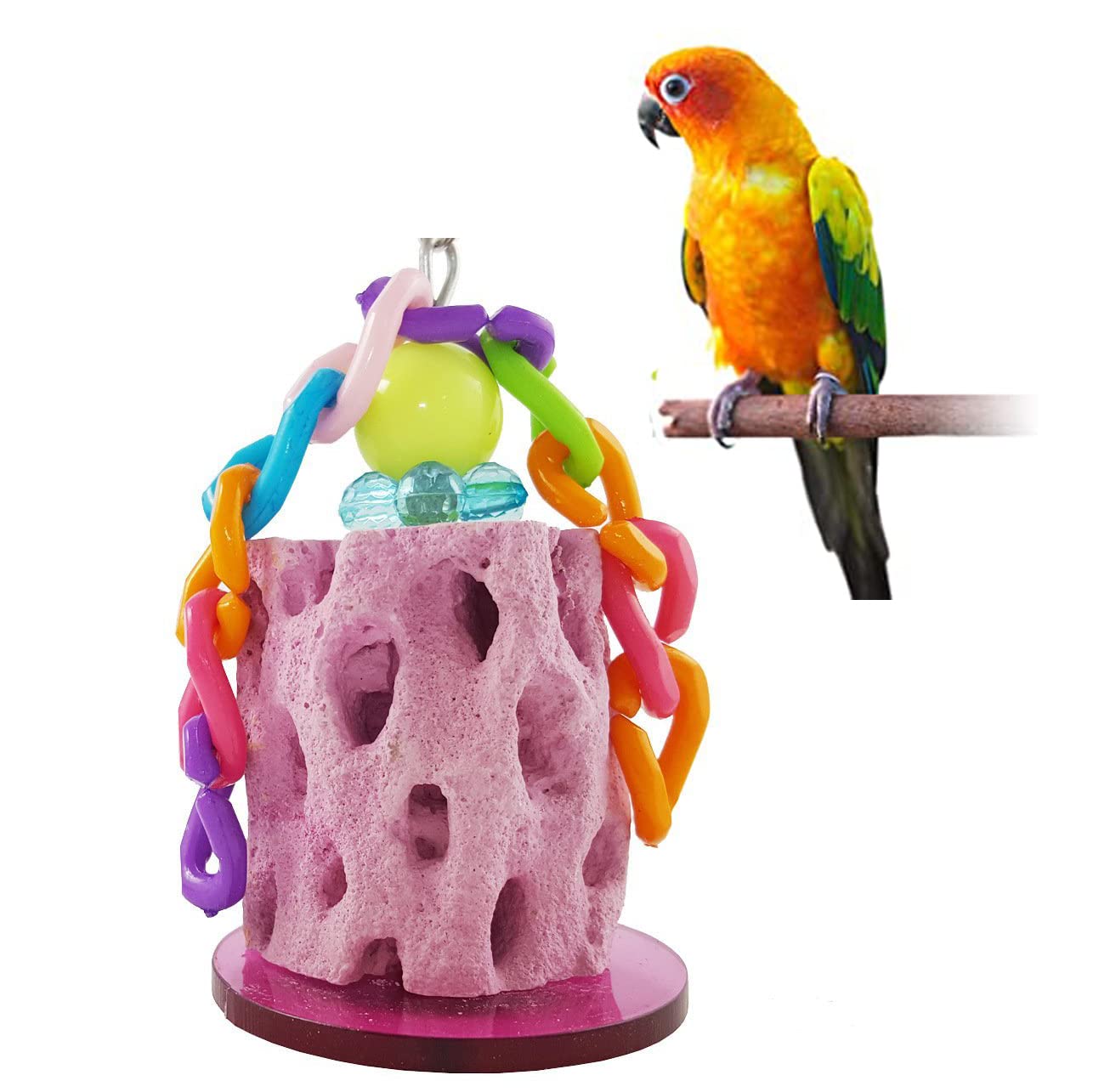 SYDA Bird Calcium Teeth Grinding Chew Treats Toy for Parrot Parakeet Cockatiel Conure Gerbil Rat Mouse Guinea Pig Chinchilla (Random Color)