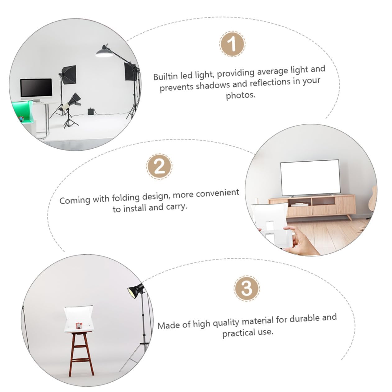 VALICLUD Mini Tente Photo 40cm Pliable Éclairage LED Réglable, Fond Blanc en Polyester et PVC, Anti-Reflets pour Photographie de Petits Objets et Jouets