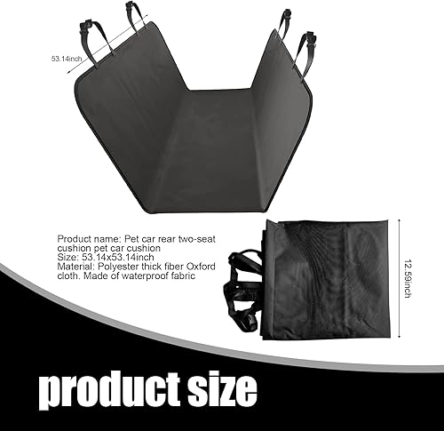 Miniatura 2 de 1 funda de asiento trasero de automóvil para perros, 53.1 x 53.1 pulgadas, impermeable, suave, tela Oxford con tira de encuadernación, protector