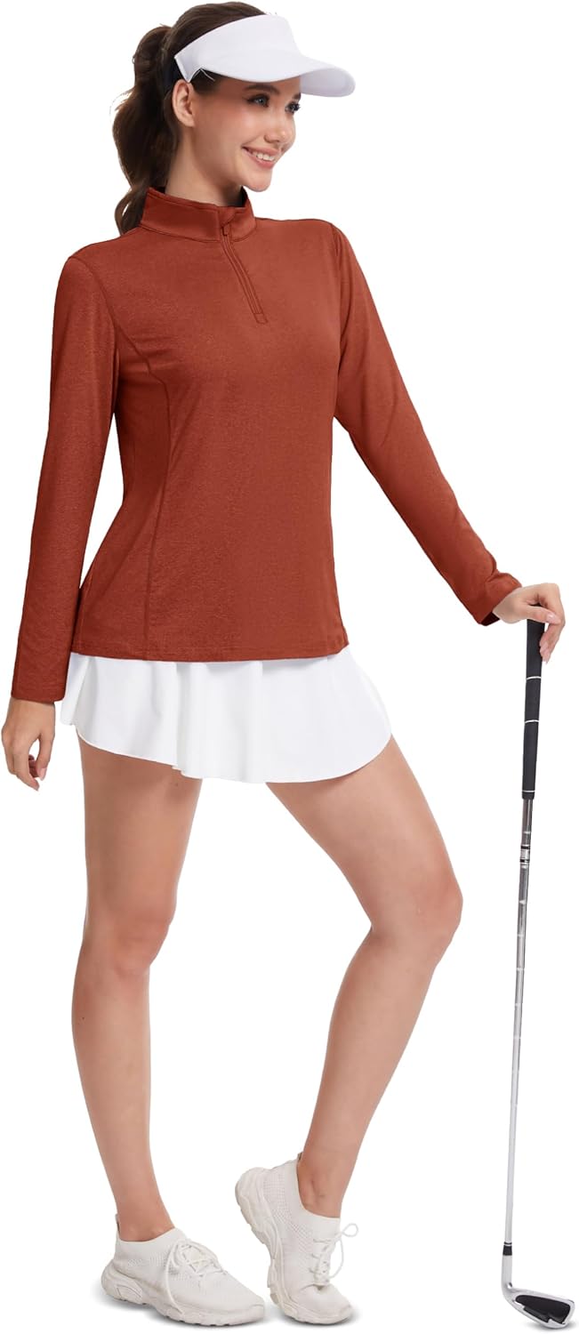 MAGCOMSEN Women's Long Sleeve Shirts 1/4 Zip Pullover UPF 50+ Sun Protection Quick Dry Hiking Athletic Workout Tops - Image 7