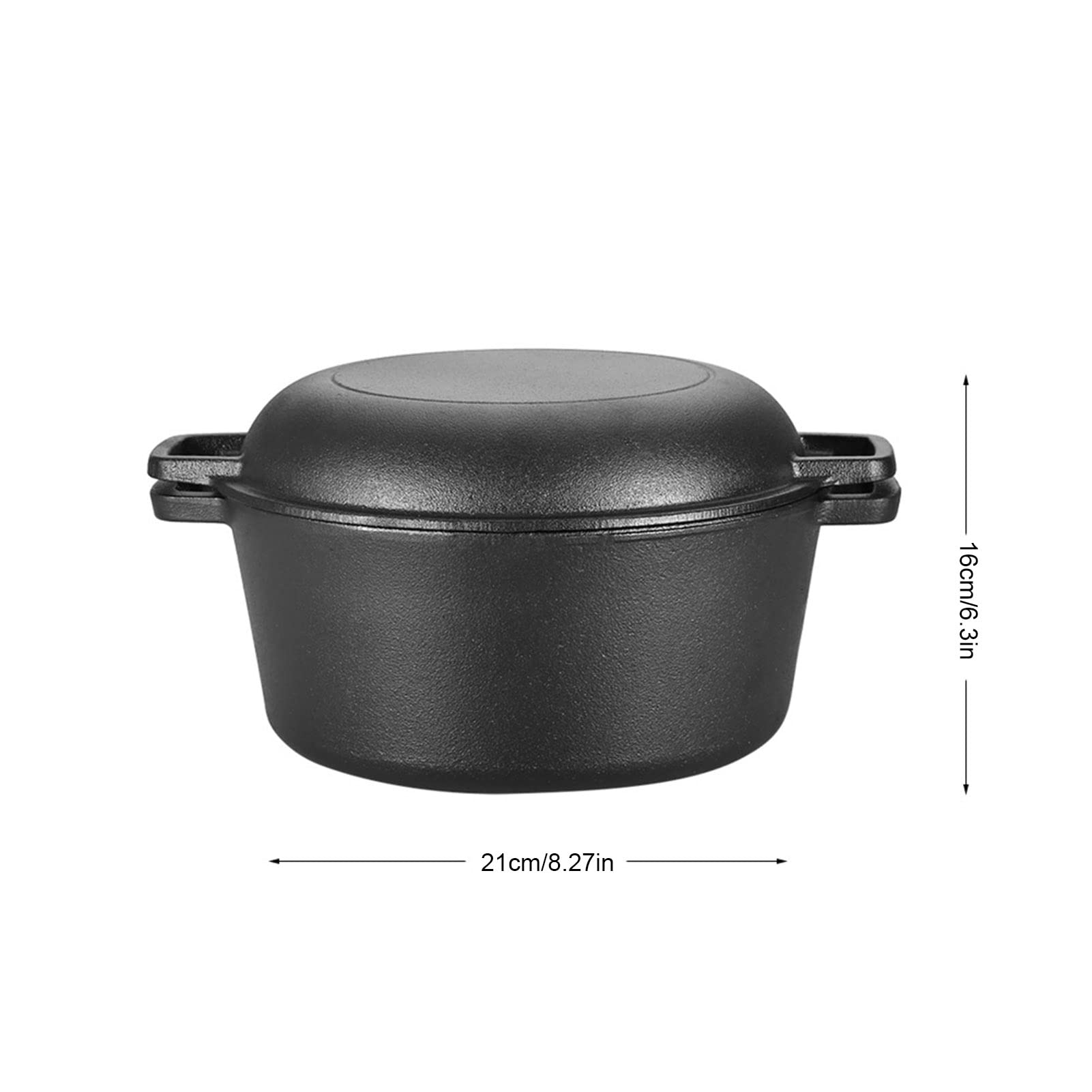 Cacerola de hierro fundido, olla de hierro fundido, olla de hierro fundido para horno, olla redonda con tapa, cacerola de hierro fundido, cacerola de hierro fundido, cacerola con dos asas