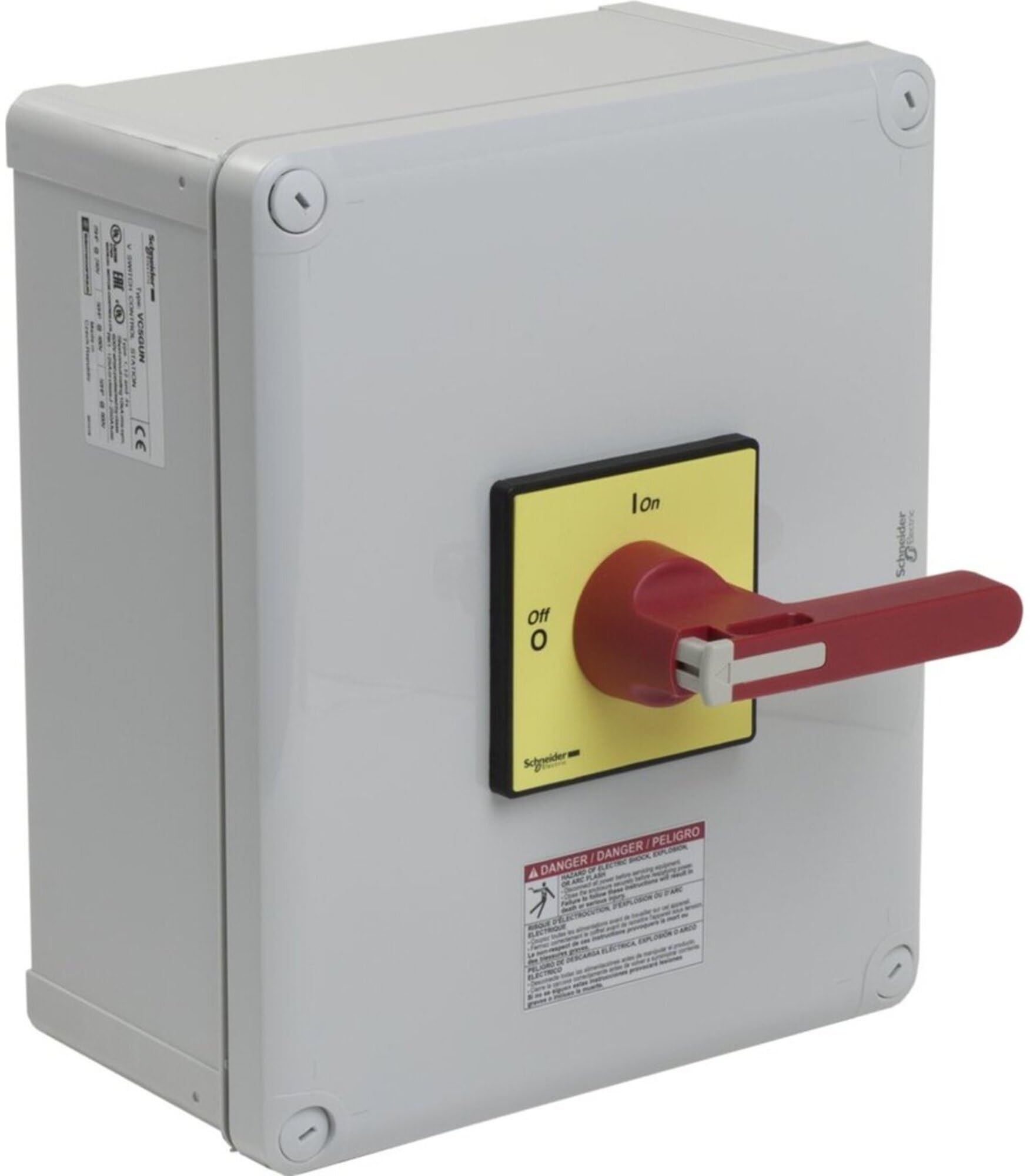 SCHNEIDER ELECTRIC VC5GUN Enclosed Switch with red handle in OFF position