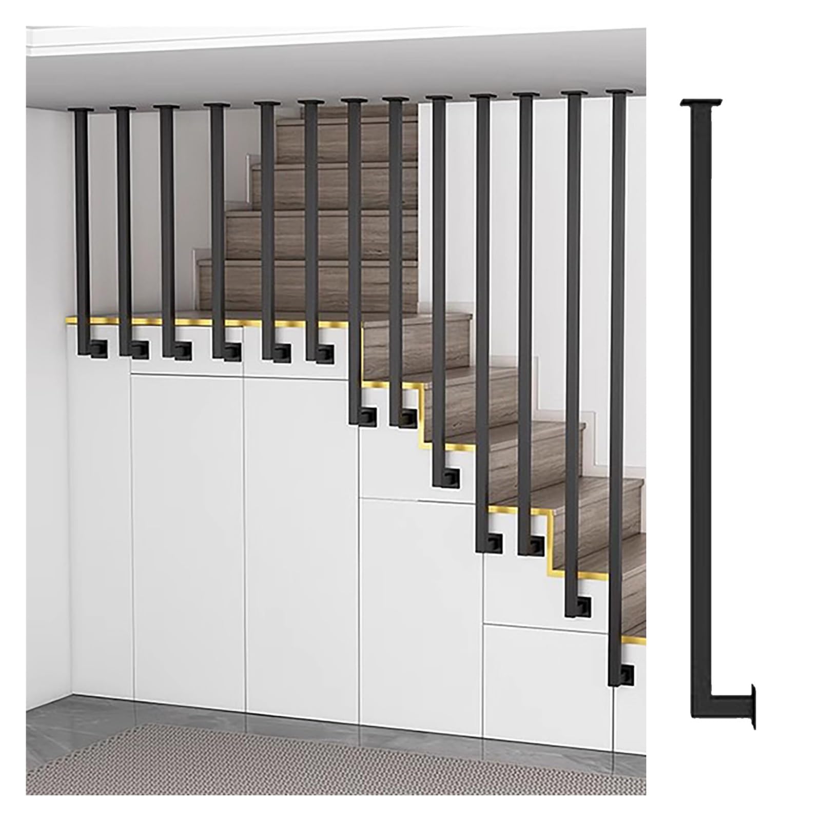Balustre d escalier en fer noir et dore de 164 cm pour rampe moderne