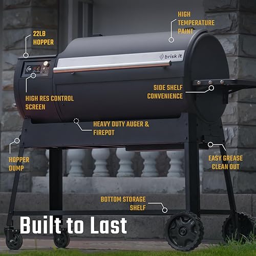 Miniatura 3 de Brisk It Origin-940 - Parrilla eléctrica para ahumar pellets de madera, parrilla inteligente con WiFi, parrilla y ahumador 7 en 1, controlador PID