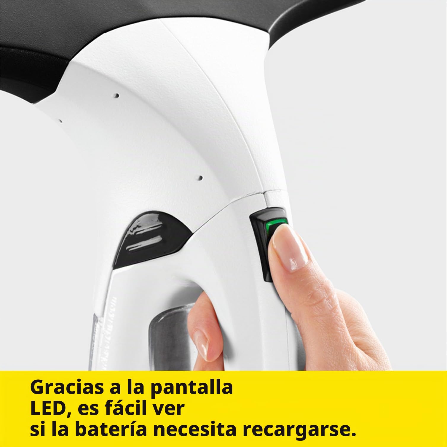 Kärcher Window Vac WV 2 Plus, tiempo de funcionamiento de la batería: 35 min, pantalla LED para el estado de la batería, boquilla de succión: 280 mm, botella de spray con paño de microfibra, limpiador