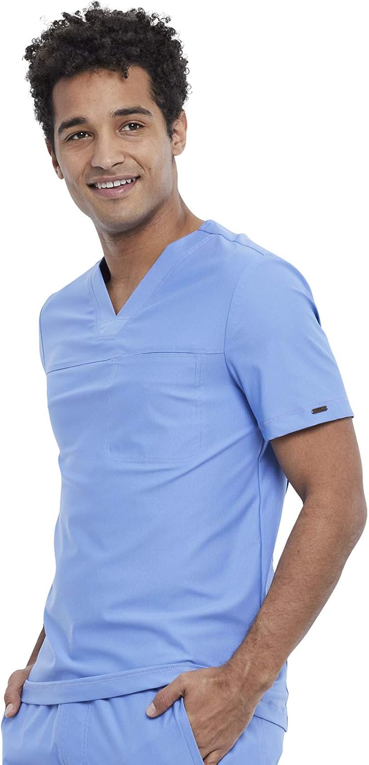 Cherokee Men's V-Neck Scrub Top, Modern Fit One Chest Pocket with 360° Stretch Knit CK885 - Image 2