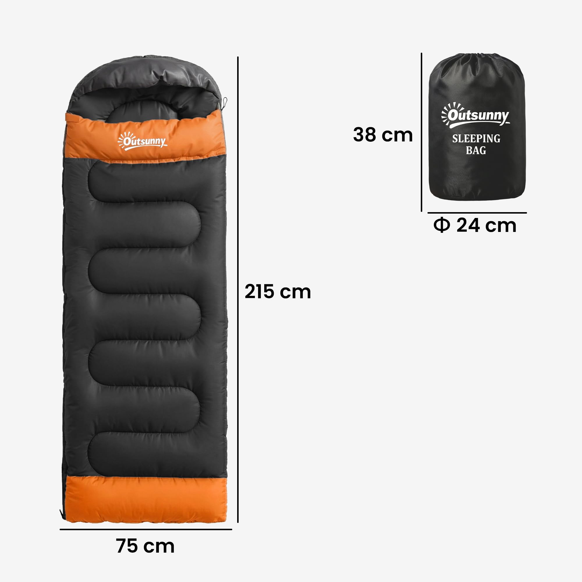 Outsunny Sleeping Bag for Adults, Lightweight & Compact Sleeping Bag, 3 Seasons Adult Blanket, Small Packed Size, Soft, Thick and Warm, for Outdoor Camping — view 7