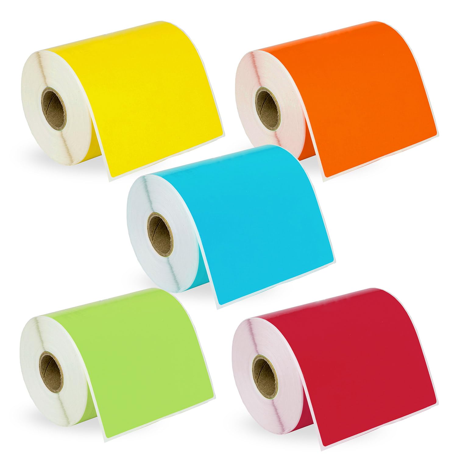 HOUSELABELS Compatible DYMO 1744907 4XL RD, BL, YL, GN, OR Shipping Labels (4" x 6"), Strong Permanent Adhesive, Compatible with DYMO LW 4XL, Rollo &