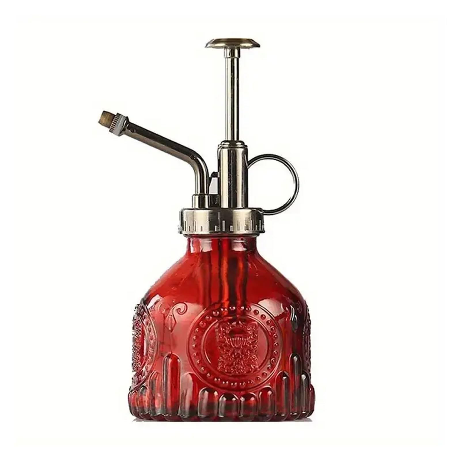 1pc Glass Watering Spray Bottle, Vintage Bronze Plastic Top Pump Can Spary Plant Mister, For House Plants For Plant