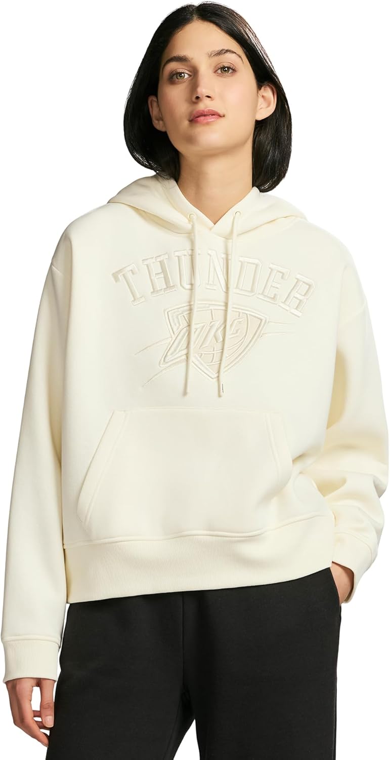 GAME 7 Women's NBA Officially Licensed Long Sleeve Hoodie - Tonal Pullover Embroidered Logo and Kanga Pocket