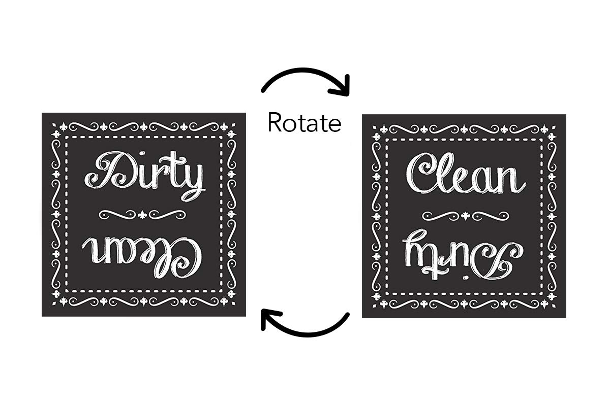 Dishwasher Magnet Clean Dirty Sign - 2.5x2.5 Inch Square Black & White Refrigerator Magnets - Chalkboard Style Funny Housewarming Gifts - Suitable for All Dishwashers!