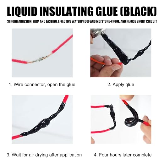 125ml cinta líquida eléctrica impermeable en negro miniatura 3