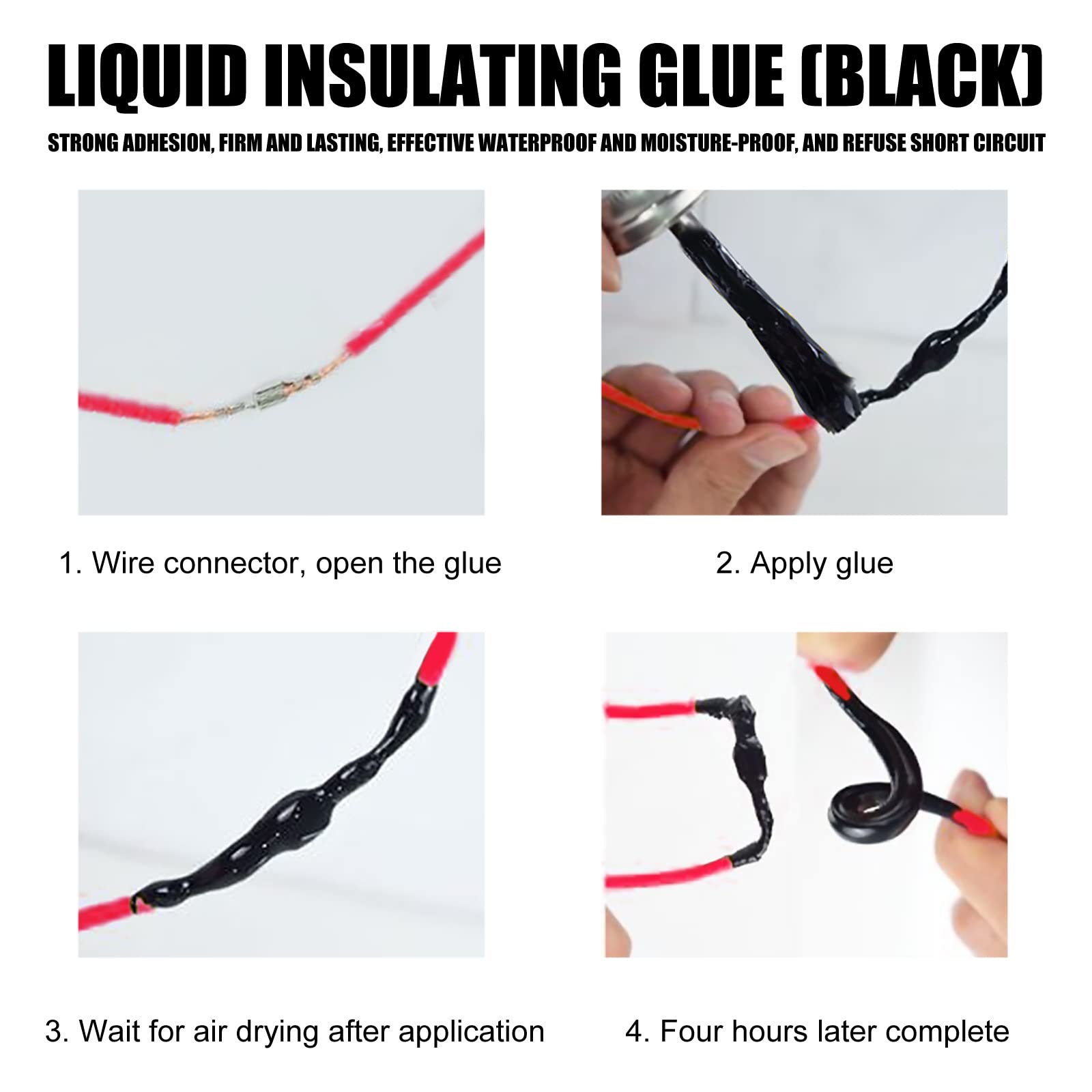 Colla per Nastro Isolante Liquido,Rivestimento in Gomma Liquida Isolante,Nastro Elettrico Liquido Nero,Nastro Elettrico Liquido da 125 ml,Colla Ignifuga Resistente Alle Alte Temperature Impermeabile
