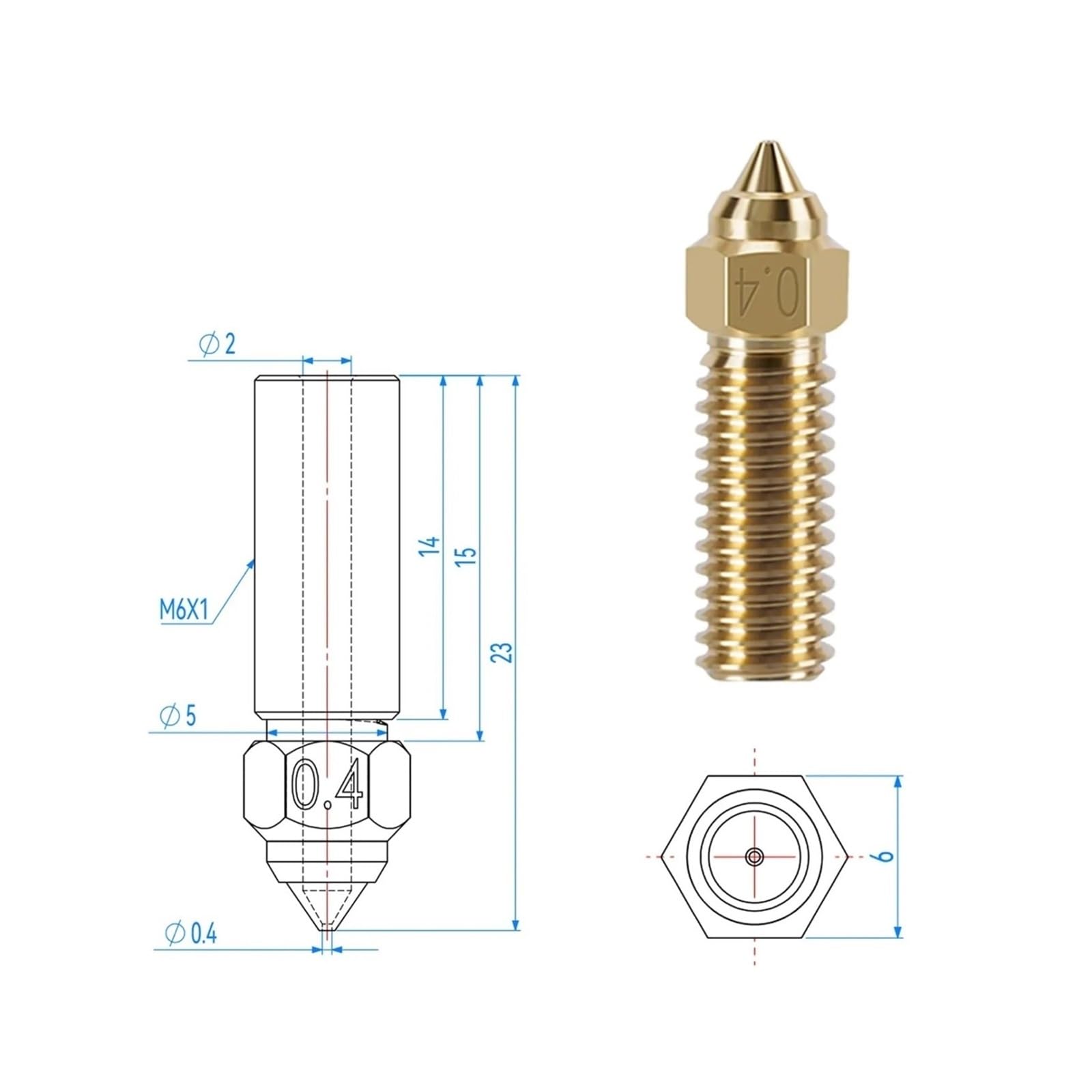 Ugello in ottone, compatibile con Creality, per K1 MAX CR-M4 | Ugello singolo in ottone per sostituzione o manutenzione ordinaria di hotend ed estrusore(5pcs K1 Nozzle)
