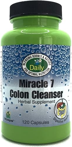 Miracle 7 Colon Cleanser (Hierba de trigo, mezcla de Acidophilus, fibra de manzana, mezcla de hierbas 22 mg Genciana, raíz de sello dorado, espino