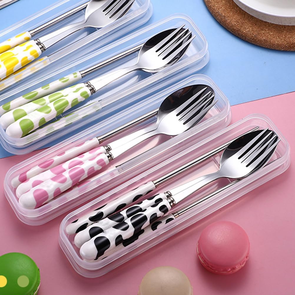 MAGICLULU Kids Utensil Set 3-Piece Stainless Steel Spoon Fork Chopsticks with Ceramic Handles for Family Dinner Party Bbq and Everyday Use