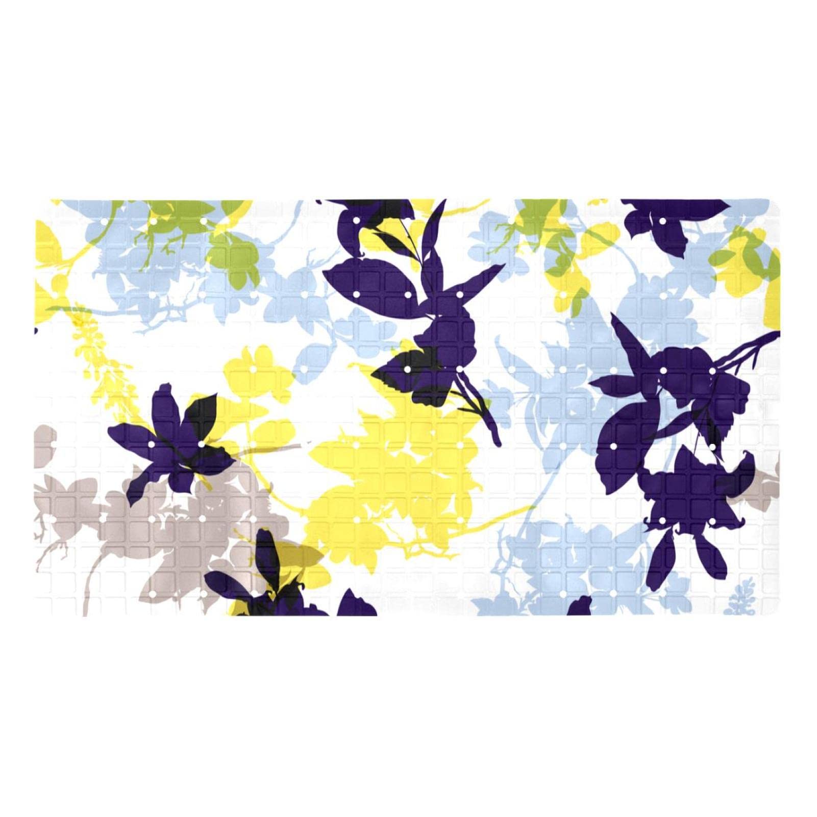 Badematte für Kinder, Motiv: abstrakte Wildbotanische Blumen, rutschfeste Badewannenmatte, Duschmatte für Babys, Kleinkinder, Kinder, maschinenwaschbar, 39,9 x 70,9 cm