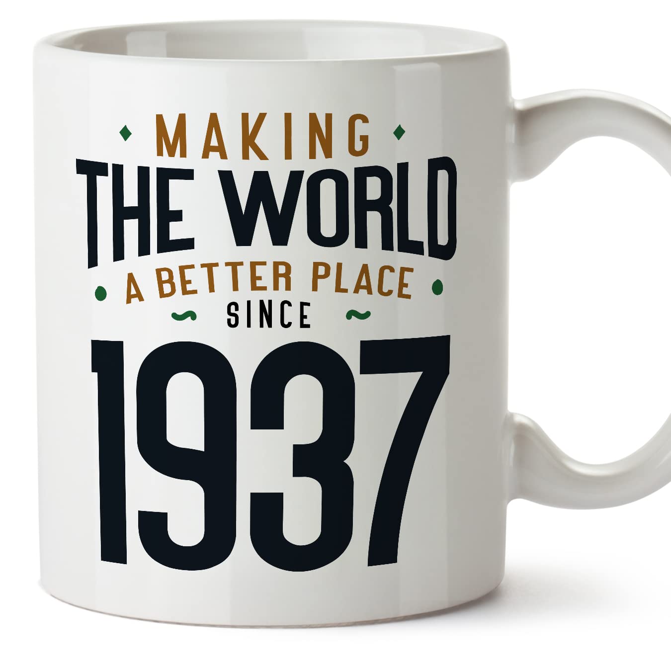 MUGFFINS 1937 Birthday Mug - in English - Making the World a Better Place - Funny Anniversary Present - 11 oz — image 1