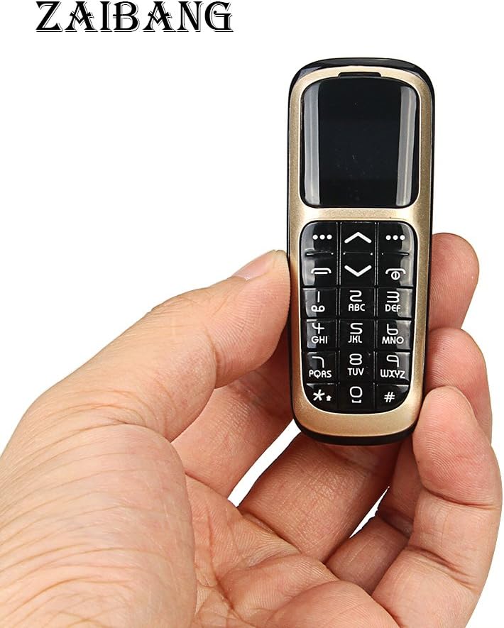 LONG CZ V2 Smallest Bluetooth Phone 3 in 1 unlocked micro SIM Phone+Bluetooth dialer+earphone 99.9% Plastic Boss Phone Support iPhone 4 mini SIM card 2G GSM network (gold)
